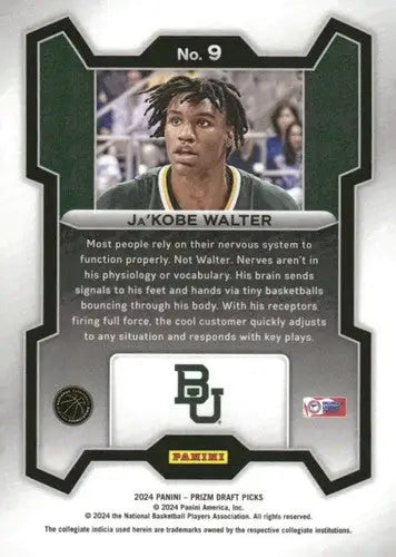 2024-25 Panini Prizm Draft Picks #9 Ja’Kobe Walter NM-MT ID:77064 - Basketball Card Single