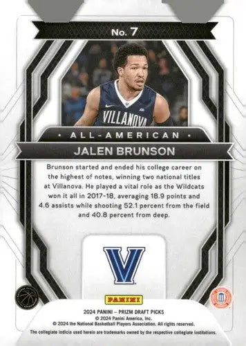 2024-25 Panini Prizm Draft Picks All-American #7 Jalen Brunson NM-MT ID:77077 - Basketball Card Single
