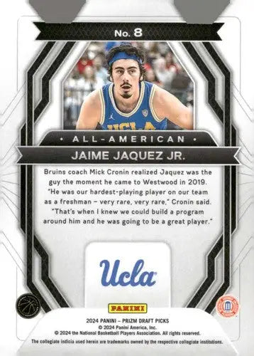 2024-25 Panini Prizm Draft Picks All-American #8 Jaime Jaquez Jr. NM-MT ID:77078 - Basketball Card Single