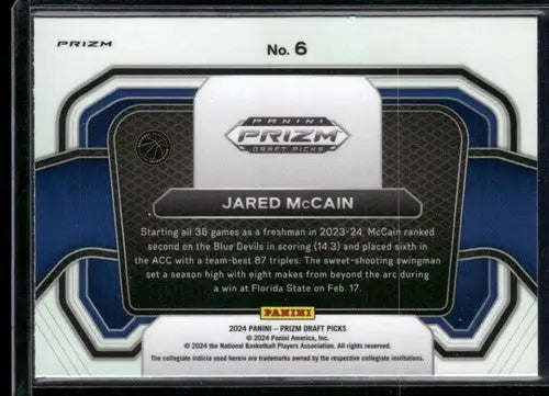 2024-25 Panini Prizm Draft Picks Campus Legends Prizms Silver #6 Jared ID:83469 - Basketball Card Single