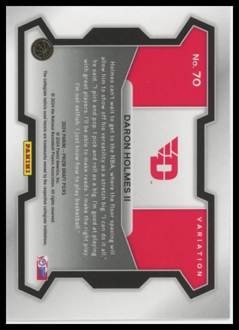 2024-25 Panini Prizm Draft Picks - DaRon Holmes #70 Variations (RC)