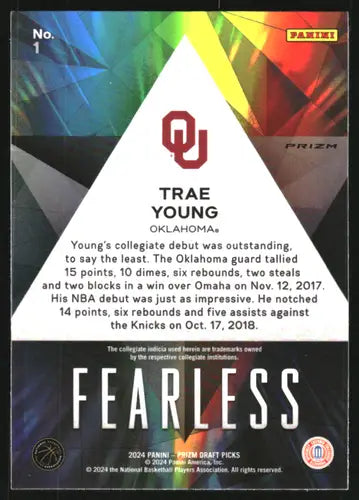 2024-25 Panini Prizm Draft Picks Fearless Prizms Silver #1 Trae Young NM-MT - Basketball Card Single