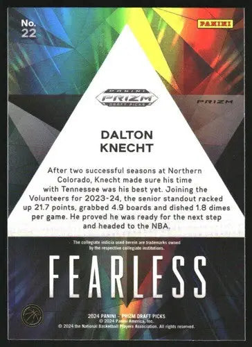 2024-25 Panini Prizm Draft Picks Fearless Prizms Silver #22 Dalton Knec ID:78206 - Basketball Card Single