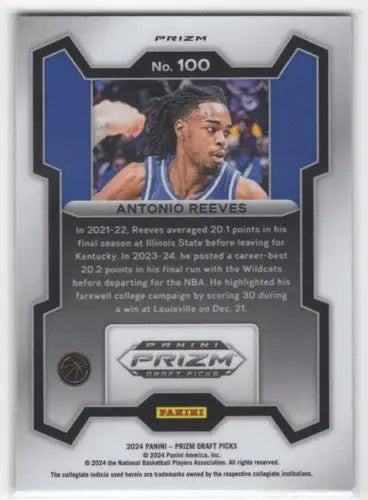 2024-25 Panini Prizm Draft Picks Prizms Green #100 Antonio Reeves NM-MT - Basketball Card Single