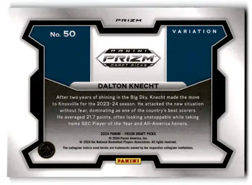 2024-25 Panini Prizm Draft Picks Variation Prizms Green #50 Dalton Knec ID:78210 - Basketball Card Single