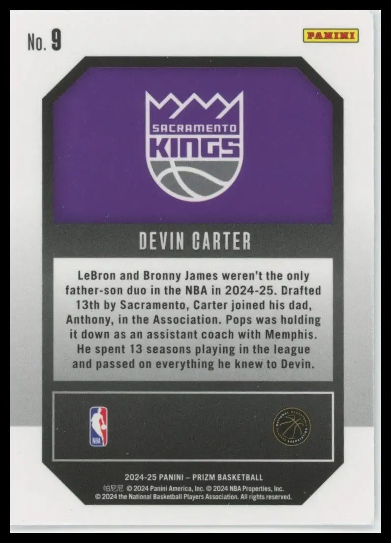 2024-25 Panini Prizm Emergent Devin Carter Rookie #9 Sacramento Kings Basketball - Basketball Card Single