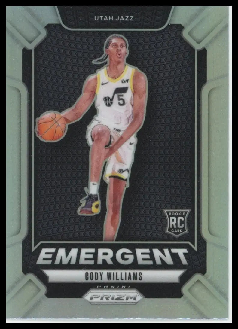 2024-25 Panini Prizm Emergent Silver Cody Williams Rookie #12 Utah Jazz Card NBA - Basketball Card Single