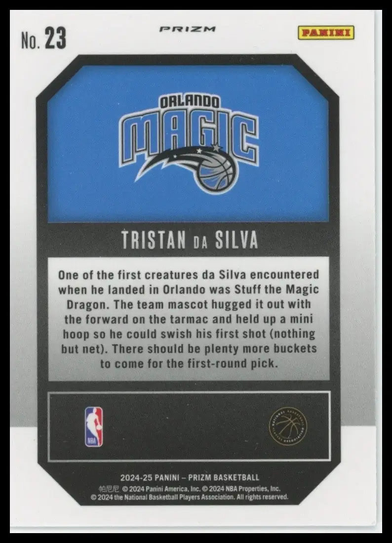 2024-25 Panini Prizm Emergent Silver Tristan Da Silva Rookie #23 Orlando Magic - Basketball Card Single