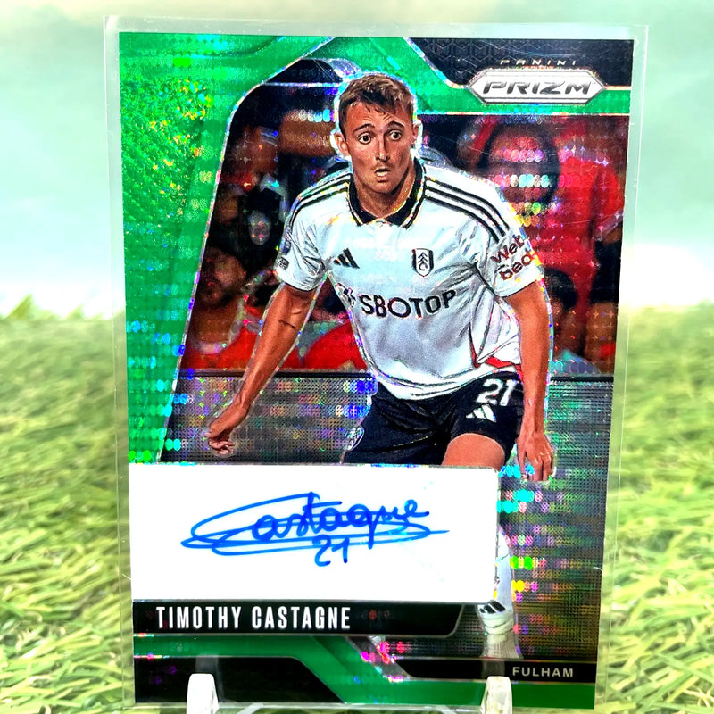 2024-25 Panini Prizm EPL Signatures Prizms Green Pulsar #S-TC Timothy Castagne - Soccer Card Single