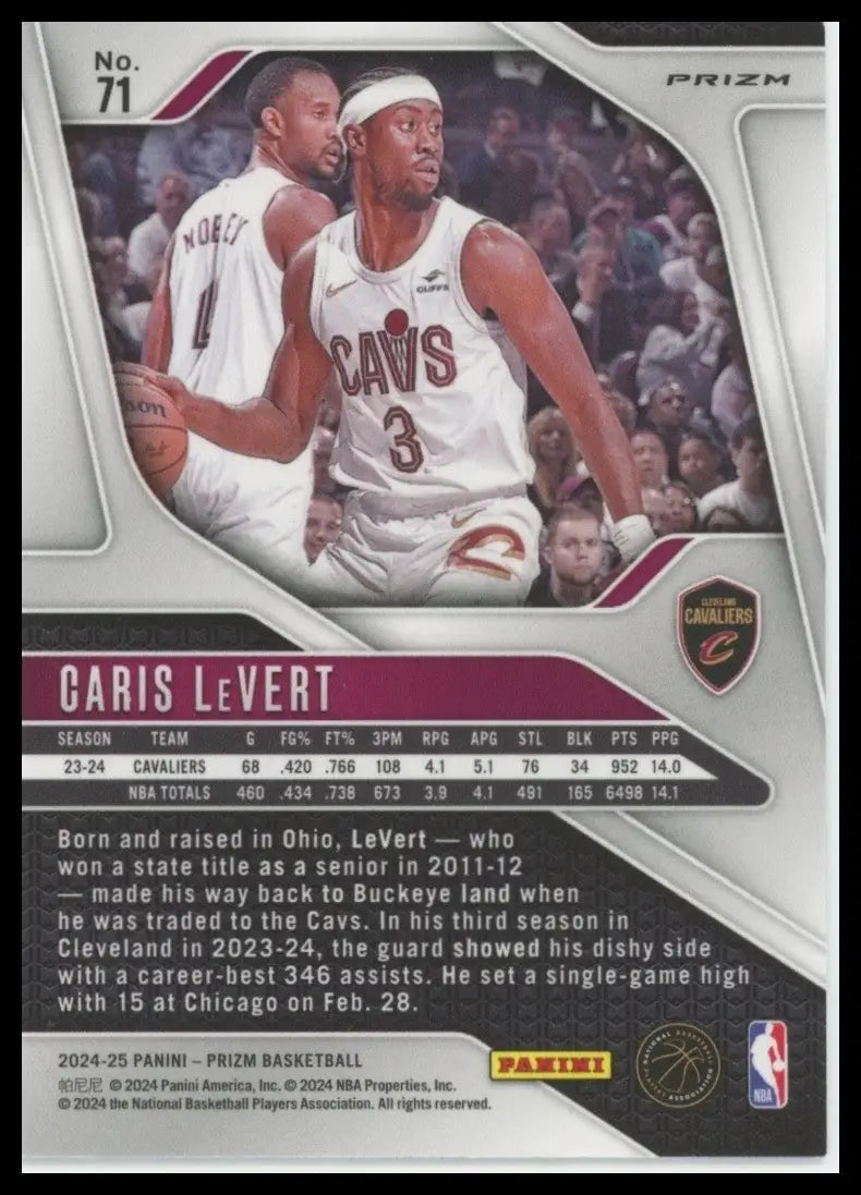 2024-25 Panini Prizm Green Caris LeVert #71 Cleveland Cavaliers Basketball Card
