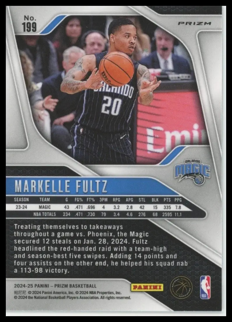 2024-25 Panini Prizm Green Markelle Fultz #199 Orlando Magic Basketball Card NBA