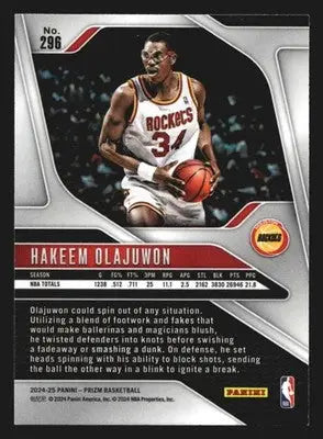 2024-25 Panini Prizm Hakeem Olajuwon #296 Legends Rockets HOF - Basketball Card Single