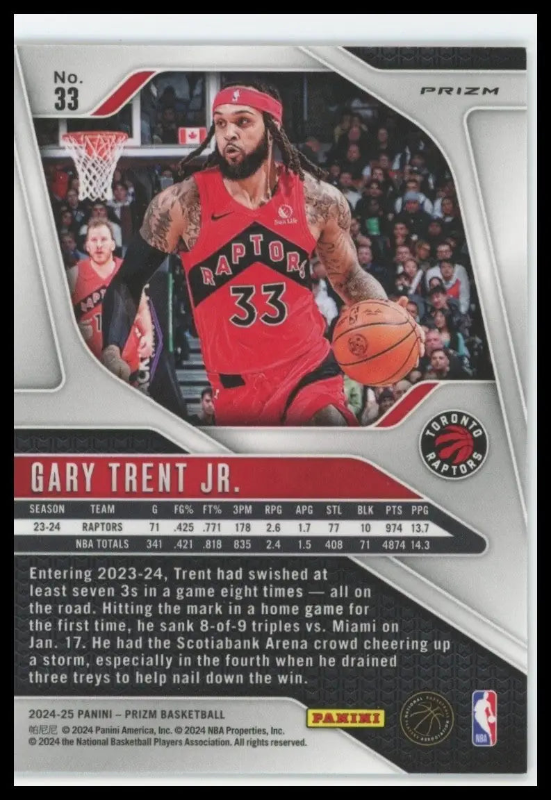 2024-25 Panini Prizm Ice Gary Trent Jr #33 Toronto Raptors Basketball Card NBA