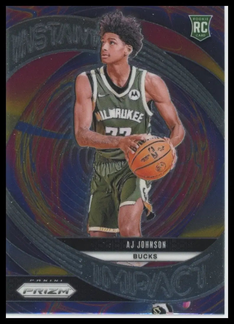 2024-25 Panini Prizm Instant Impact AJ Johnson Rookie #11 Milwaukee Bucks Card - Basketball Card Single