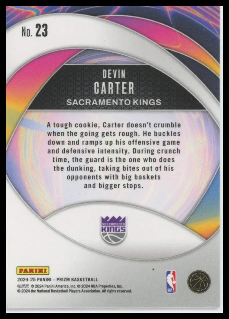 2024-25 Panini Prizm Instant Impact Devin Carter Rookie #23 Sacramento Kings NBA - Basketball Card Single