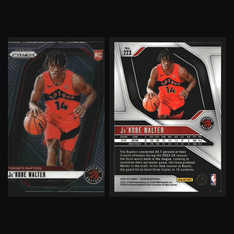 2024-25 Panini Prizm Ja’Kobe Walter #223 RC Toronto Raptors Rookie - Basketball Card Single