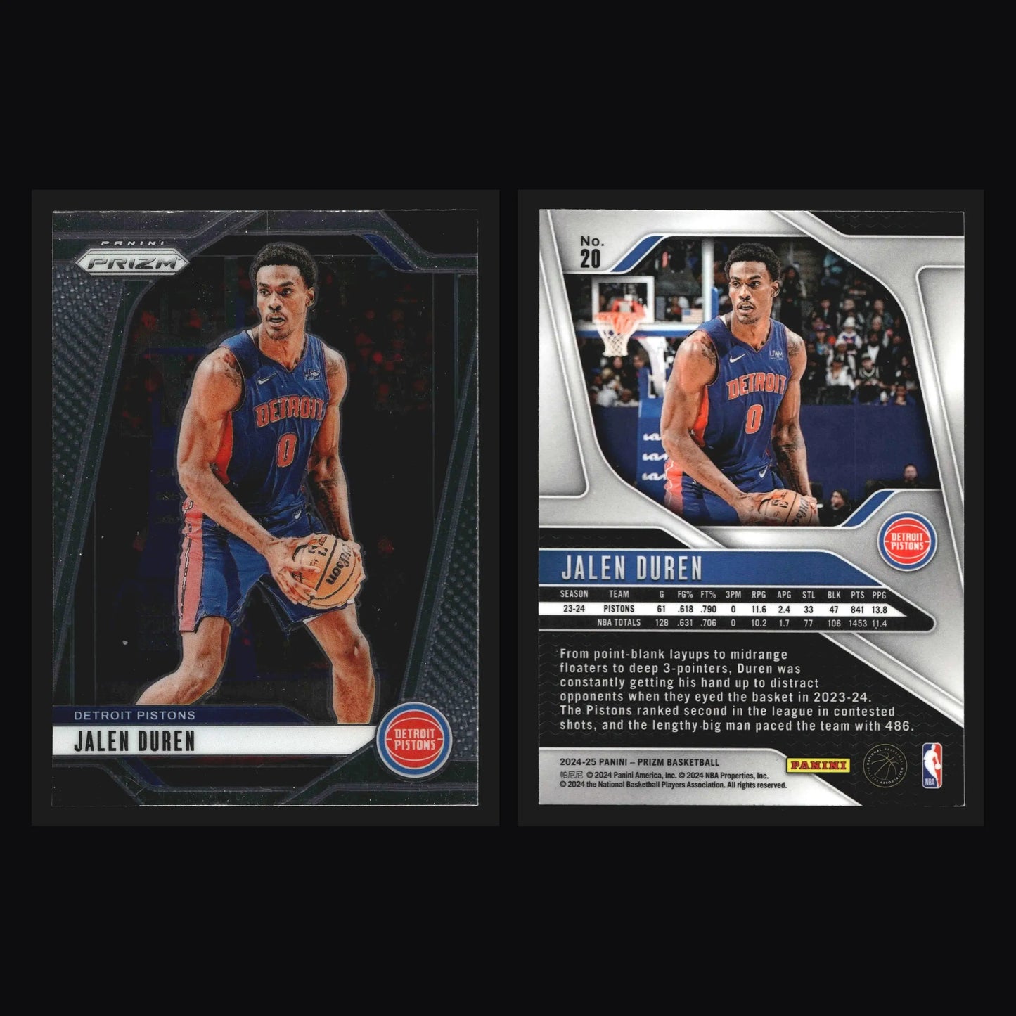 2024-25 Panini Prizm Jalen Duren #20 Detroit Pistons