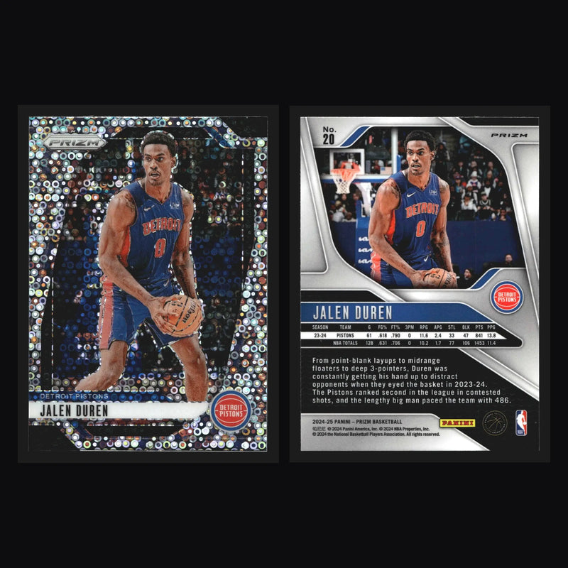 2024-25 Panini Prizm Jalen Duren #20 Fast Break Prizm Detroit Pistons