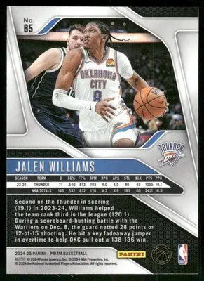 2024-25 Panini Prizm Jalen Williams #65 Basketball - Basketball Card Single