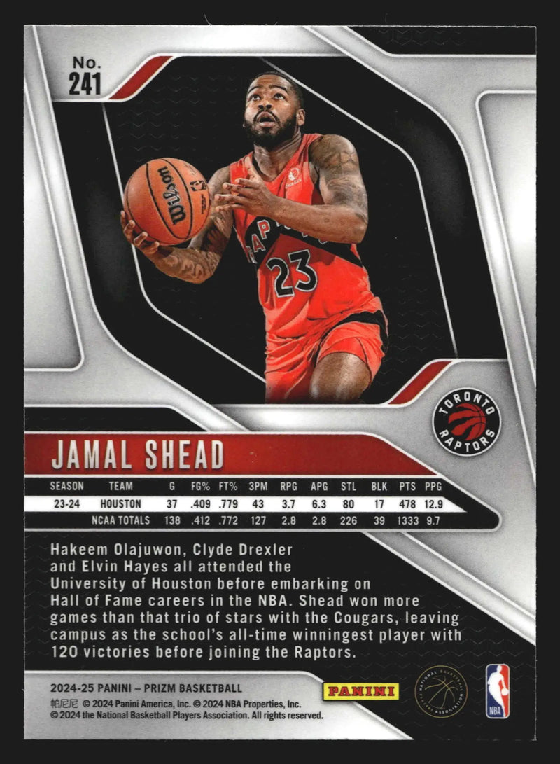 2024-25 Panini Prizm Jamal Shead #241 RC Toronto Raptors Rookie - Basketball Card Single
