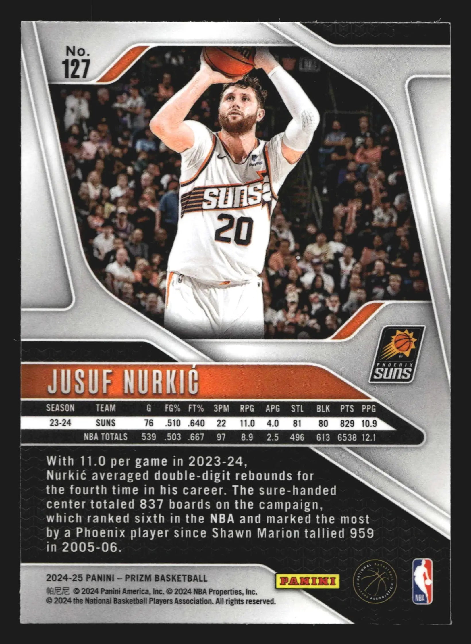 2024-25 Panini Prizm Jusuf Nurkic #127 Phoenix Suns - Basketball Card Single