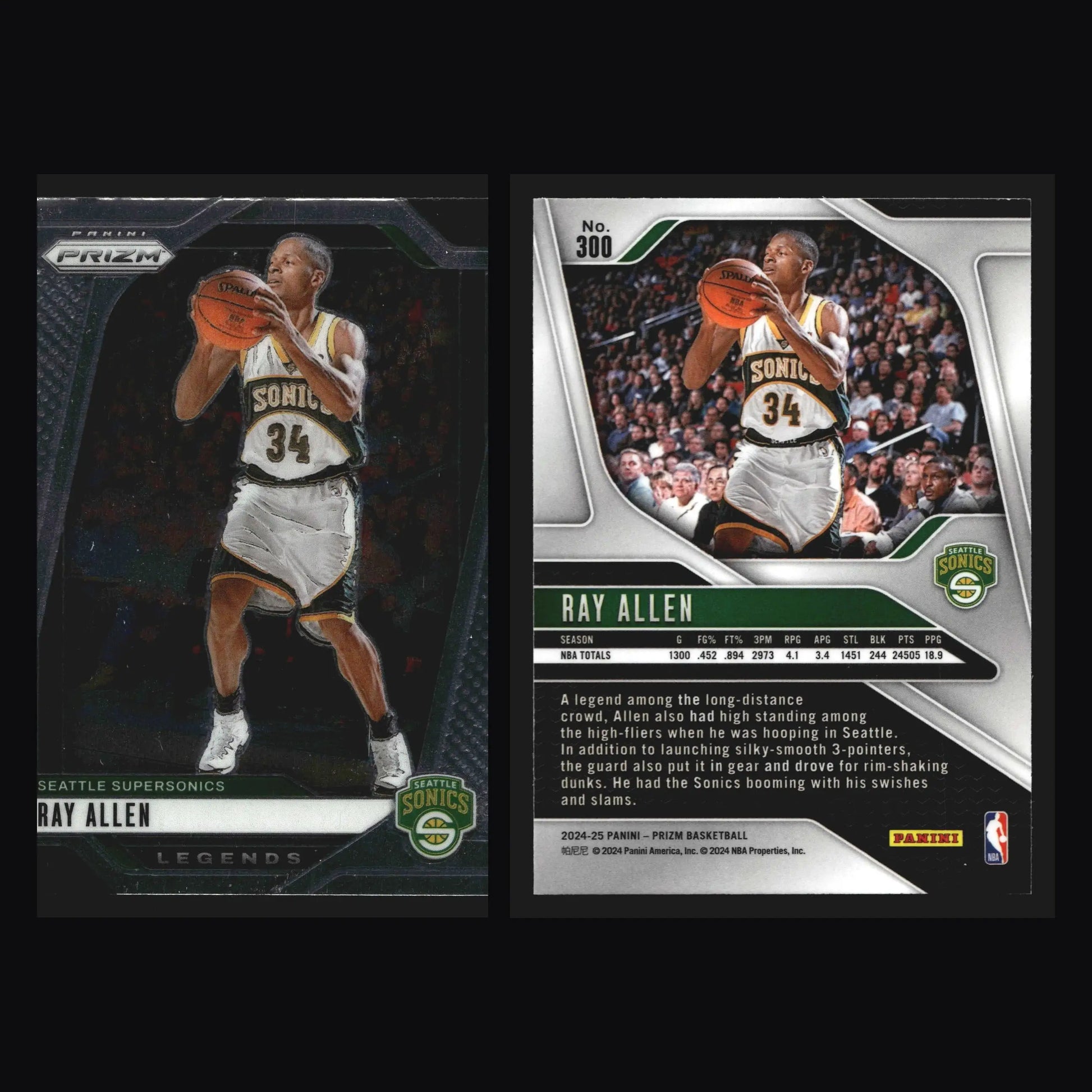 2024-25 Panini Prizm Legends Ray Allen #300 SuperSonics HOF - Basketball Card Single