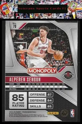 2024-25 Panini Prizm Monopoly #70 Alperen Sengun