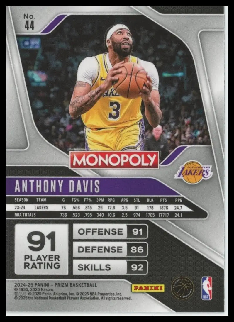 2024-25 Panini Prizm Monopoly Anthony Davis #44 Los Angeles Lakers Basketball