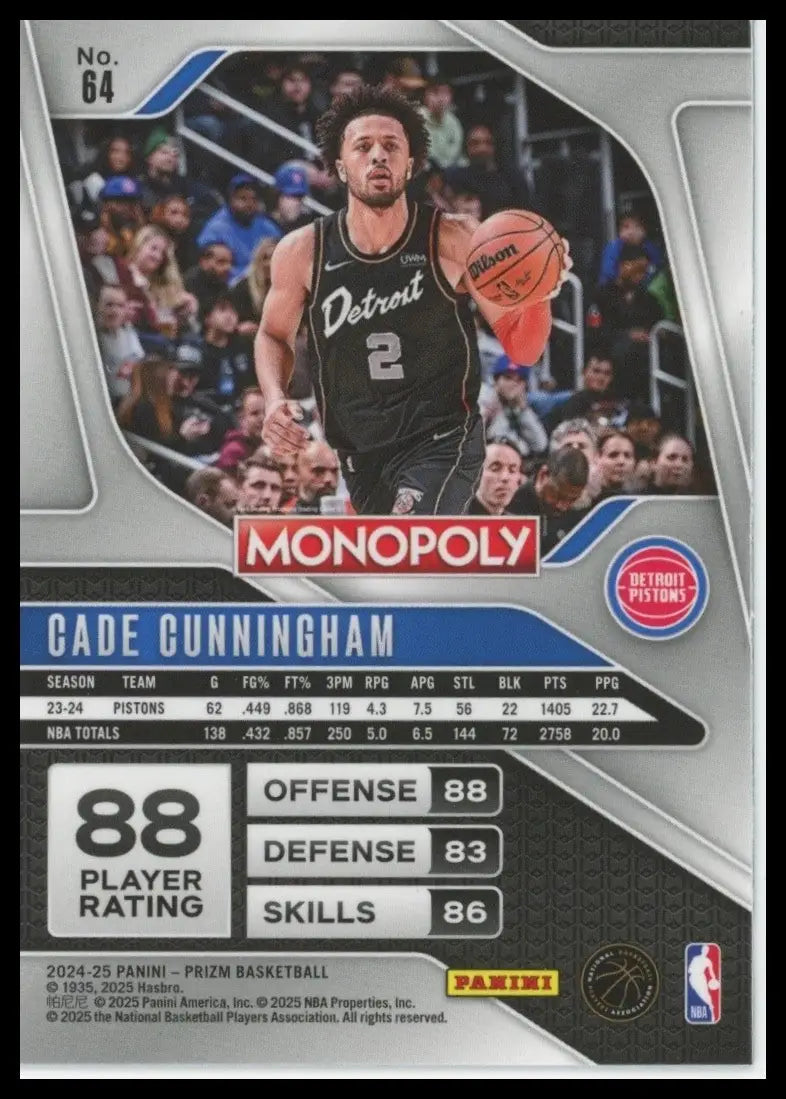 2024-25 Panini Prizm Monopoly Cade Cunningham #64 Detroit Pistons Basketball NBA