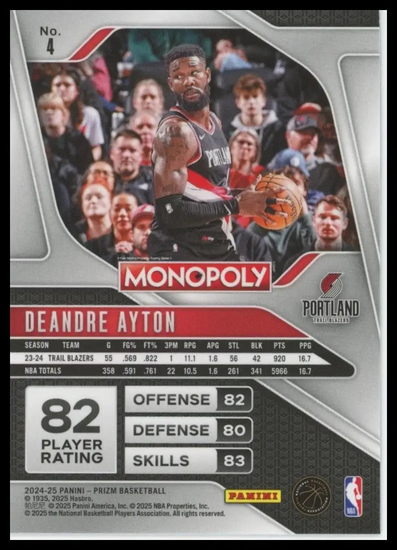 2024-25 Panini Prizm Monopoly Deandre Ayton #4 Portland Trail Blazers Basketball - Basketball Card Single