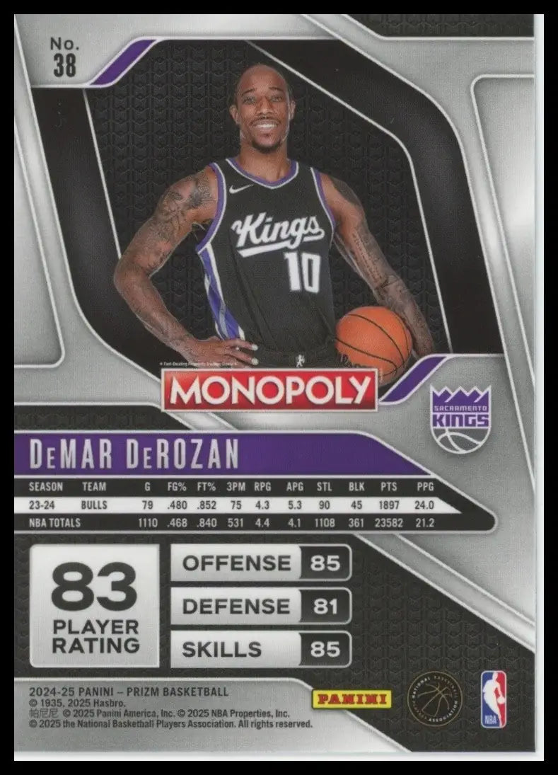 2024-25 Panini Prizm Monopoly DeMar DeRozan #38 Sacramento Kings Basketball Card