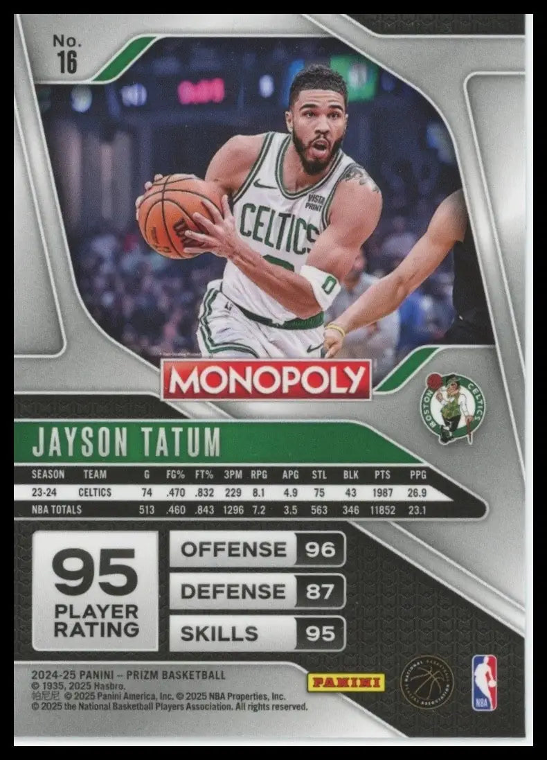 2024-25 Panini Prizm Monopoly Jayson Tatum #16 Boston Celtics Basketball Card - Basketball Card Single