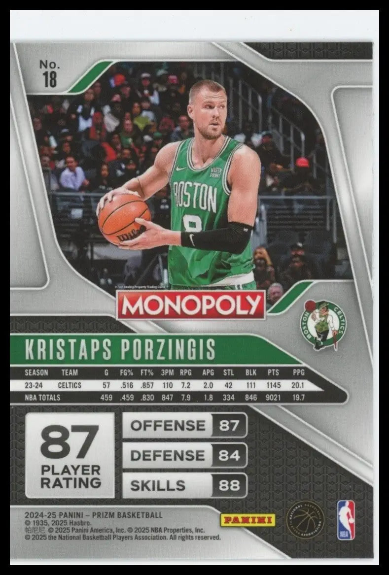 2024-25 Panini Prizm Monopoly Kristaps Porzingis #18 Boston Celtics Basketball - Basketball Card Single