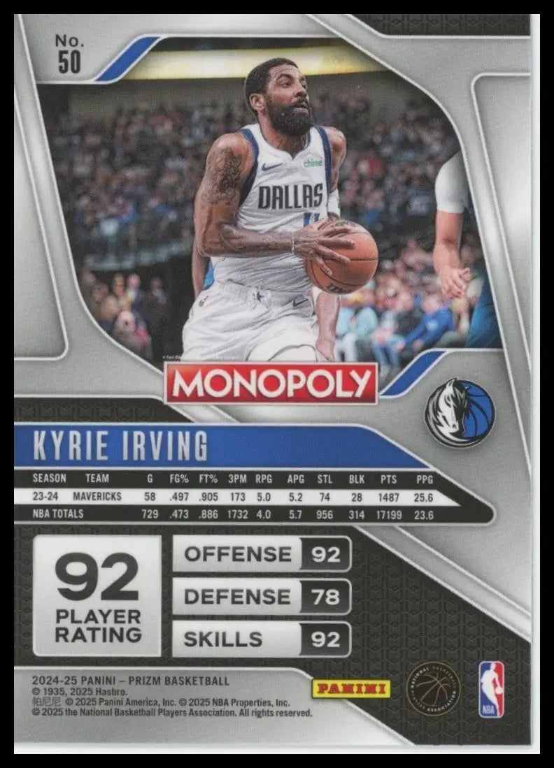 2024-25 Panini Prizm Monopoly Kyrie Irving #50 Dallas Mavericks Basketball Card