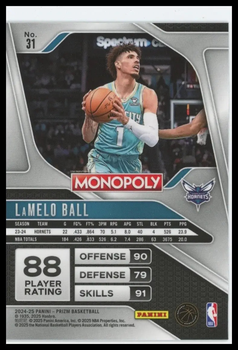 2024-25 Panini Prizm Monopoly LaMelo Ball #31 Charlotte Hornets Basketball Card