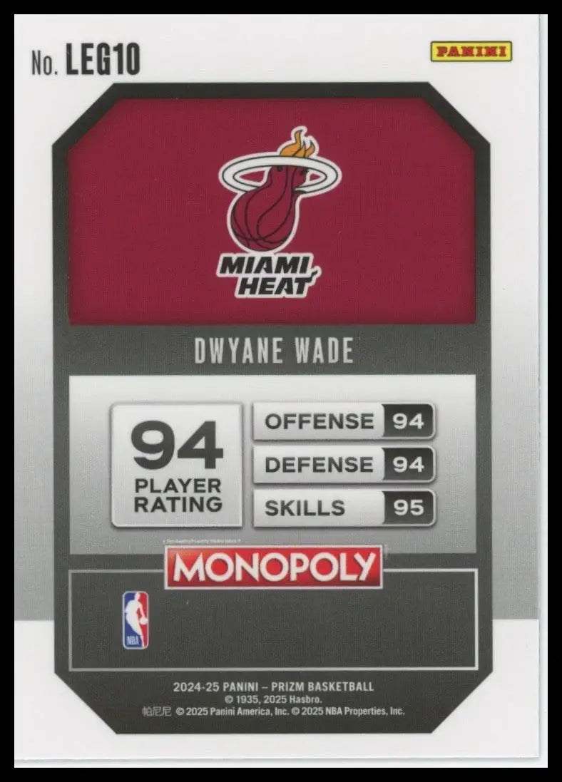 2024-25 Panini Prizm Monopoly Legends Dwyane Wade #LEG10 Miami Heat Basketball - Basketball Card Single