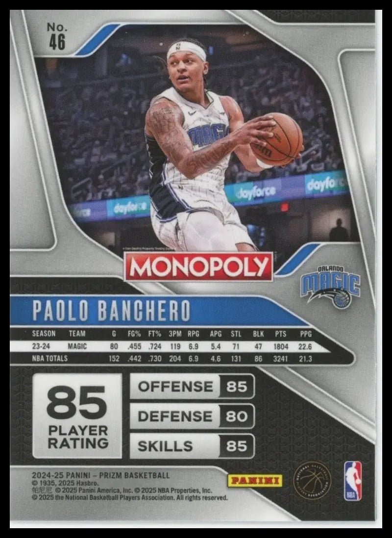 2024-25 Panini Prizm Monopoly Paolo Banchero #46 Orlando Magic Basketball Card - Basketball Card Single