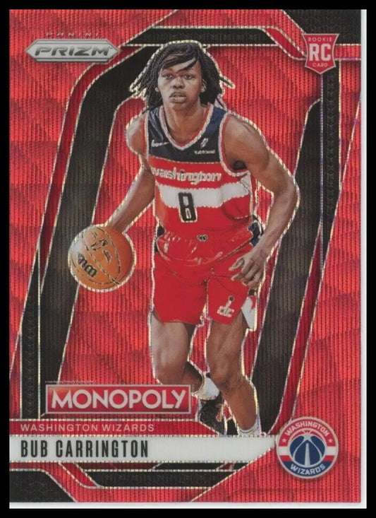 2024-25 Panini Prizm Monopoly Red Bub Carrington Rookie #87 Washington Wizards - Basketball Card Single