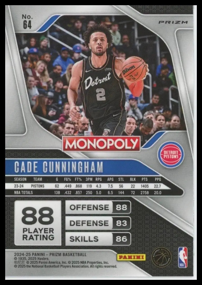 2024-25 Panini Prizm Monopoly Red Cade Cunningham #64 Detroit Pistons Basketball - Basketball Card Single