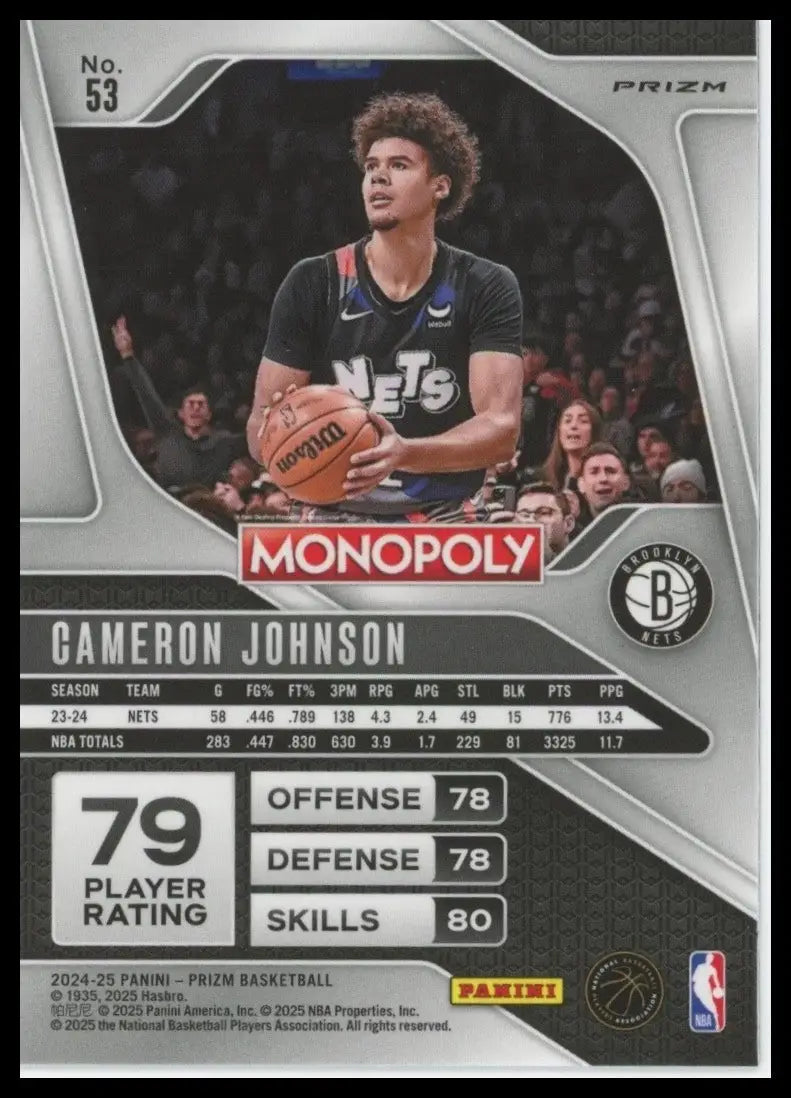 2024-25 Panini Prizm Monopoly Red Cameron Johnson #53 Brooklyn Nets Basketball - Basketball Card Single