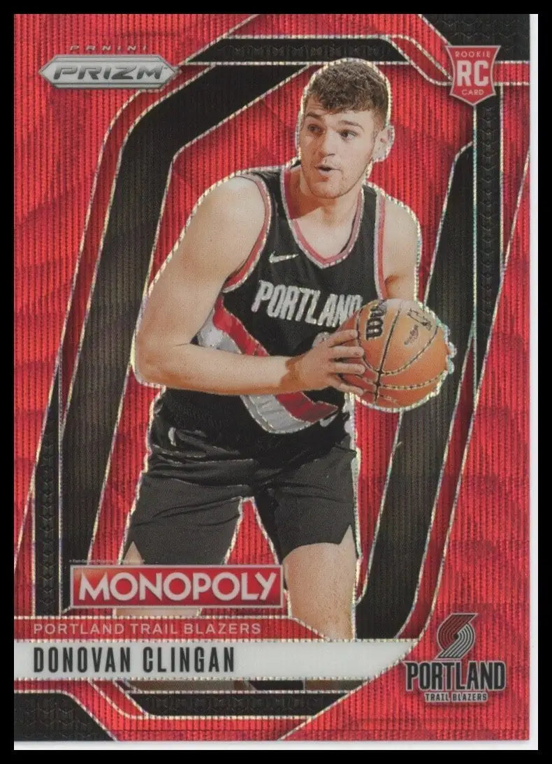 2024-25 Panini Prizm Monopoly Red Donovan Clingan Rookie #6 Trail Blazers Card - Basketball Card Single