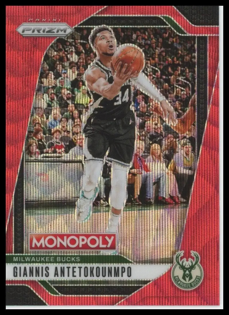 2024-25 Panini Prizm Monopoly Red Giannis Antetokounmpo #7 Milwaukee Bucks Card