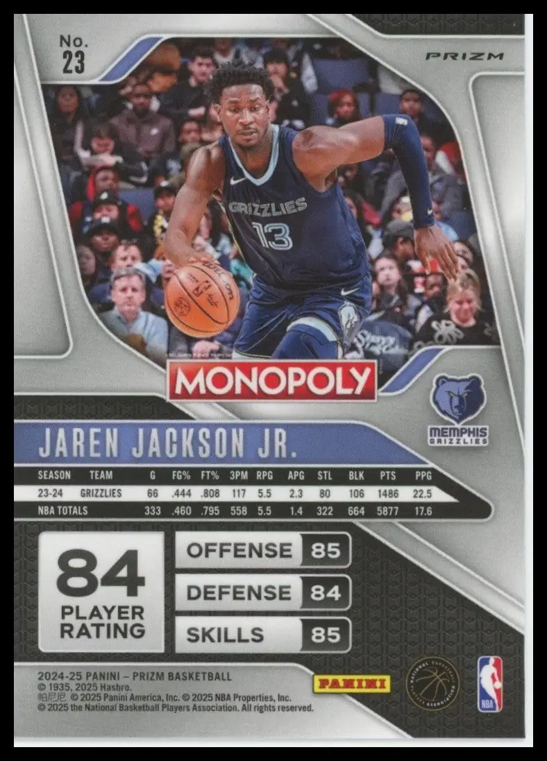 2024-25 Panini Prizm Monopoly Red Jaren Jackson Jr #23 Memphis Grizzlies Card - Basketball Card Single