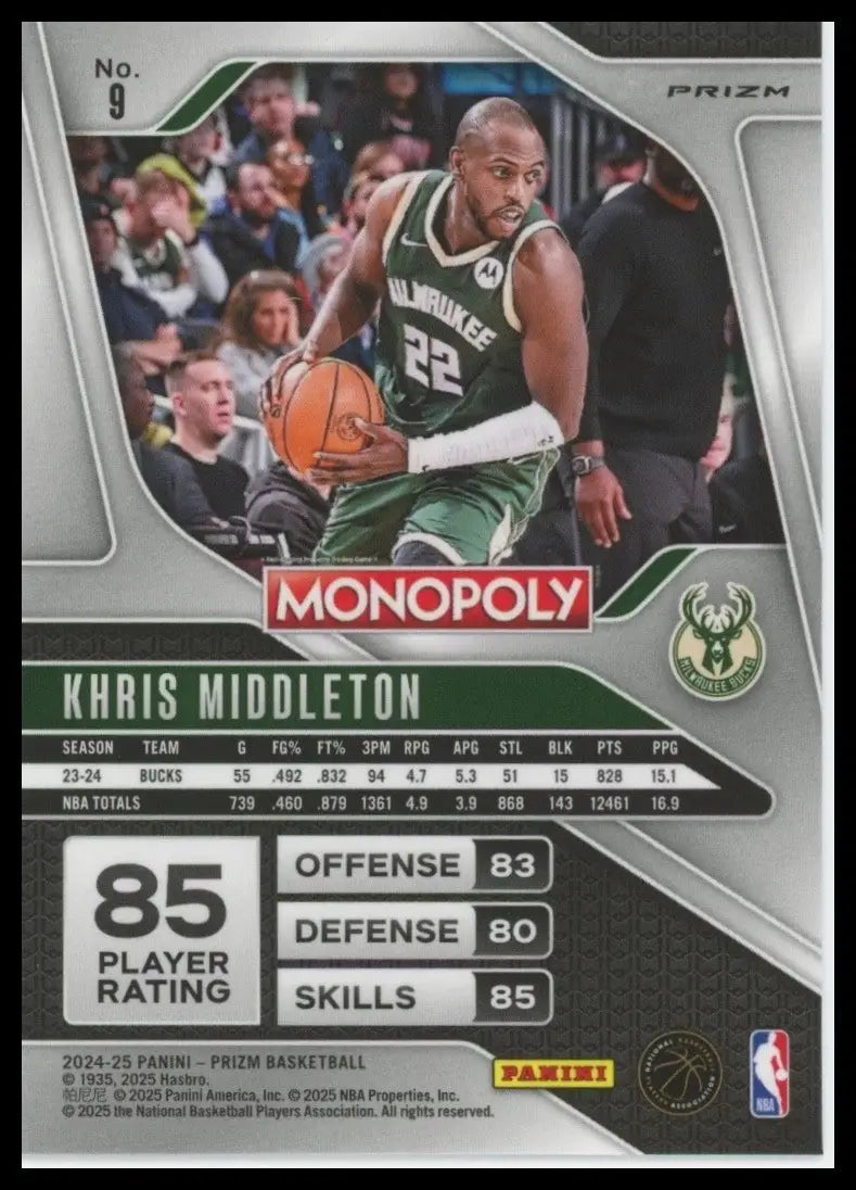 2024-25 Panini Prizm Monopoly Red Khris Middleton #9 Milwaukee Bucks Basketball - Basketball Card Single