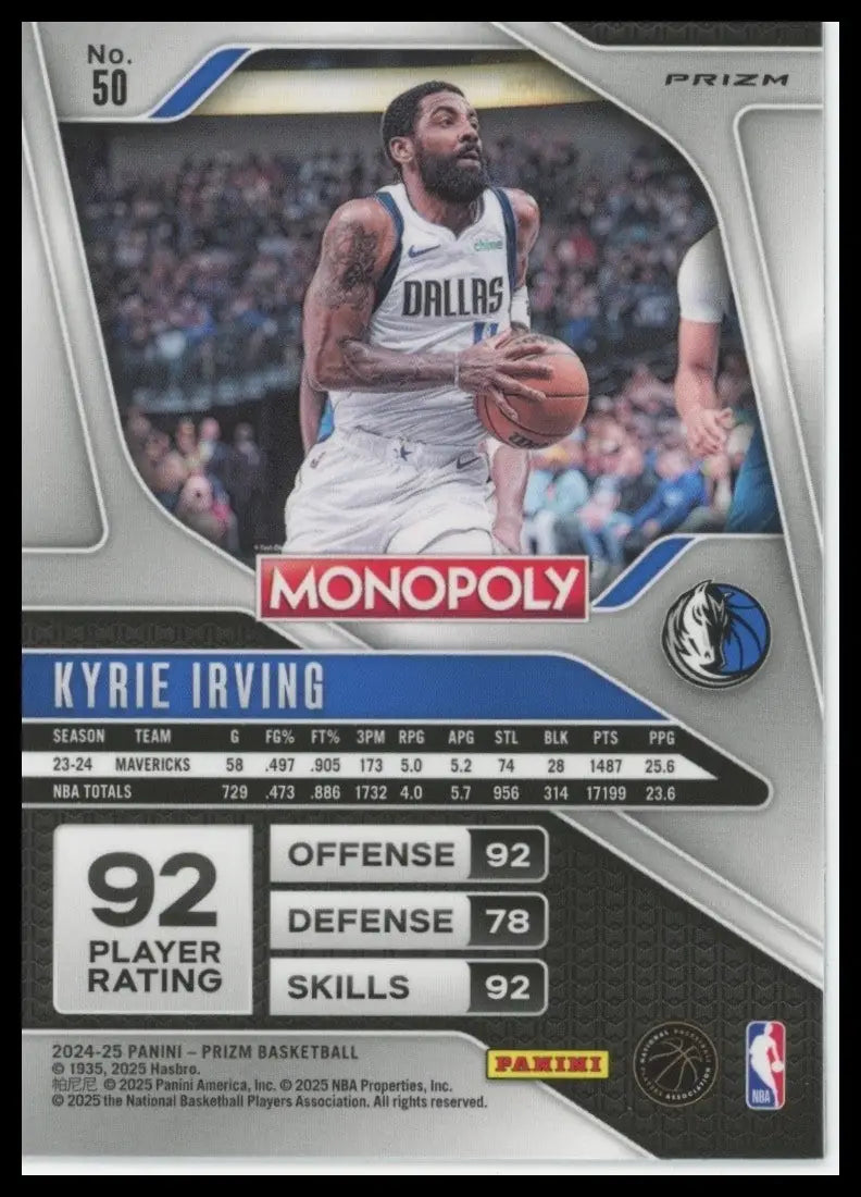 2024-25 Panini Prizm Monopoly Red Kyrie Irving #50 Dallas Mavericks Basketball - Basketball Card Single