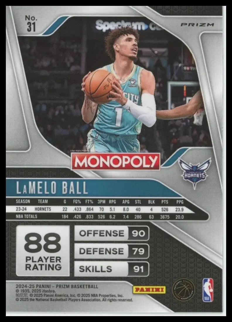 2024-25 Panini Prizm Monopoly Red LaMelo Ball #31 Charlotte Hornets Basketball - Basketball Card Single