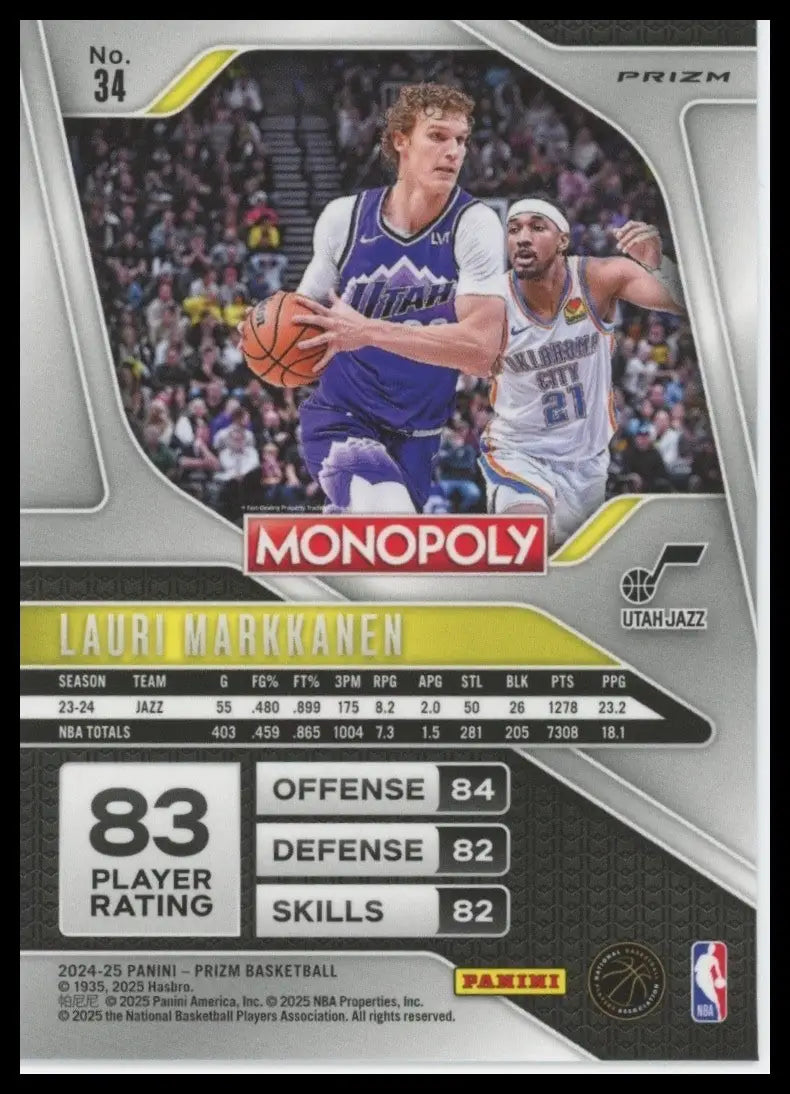 2024-25 Panini Prizm Monopoly Red Lauri Markkanen #34 Utah Jazz Basketball Card - Basketball Card Single