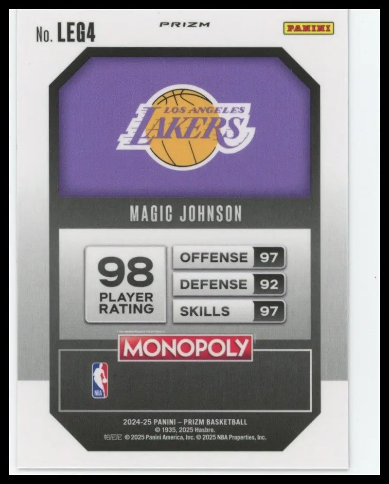 2024-25 Panini Prizm Monopoly Red Legends Magic Johnson #LEG4 LA Lakers Card NBA - Basketball Card Single
