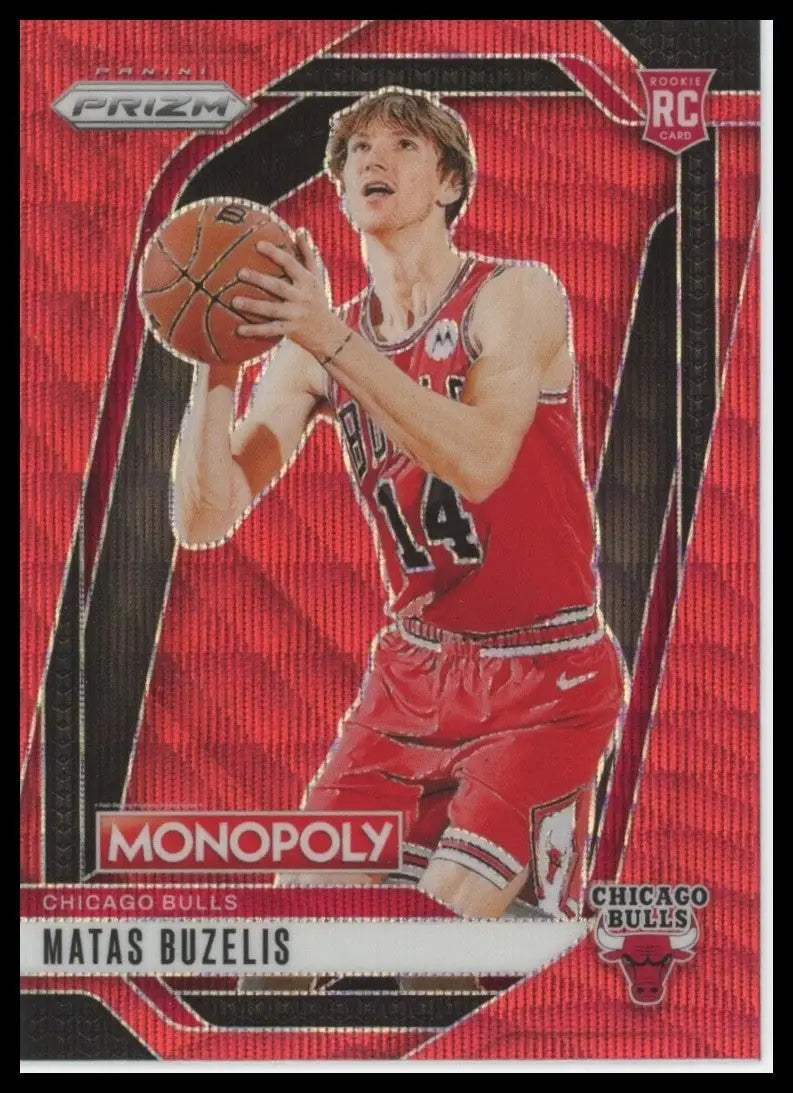 2024-25 Panini Prizm Monopoly Red Matas Buzelis Rookie #12 Chicago Bulls Card