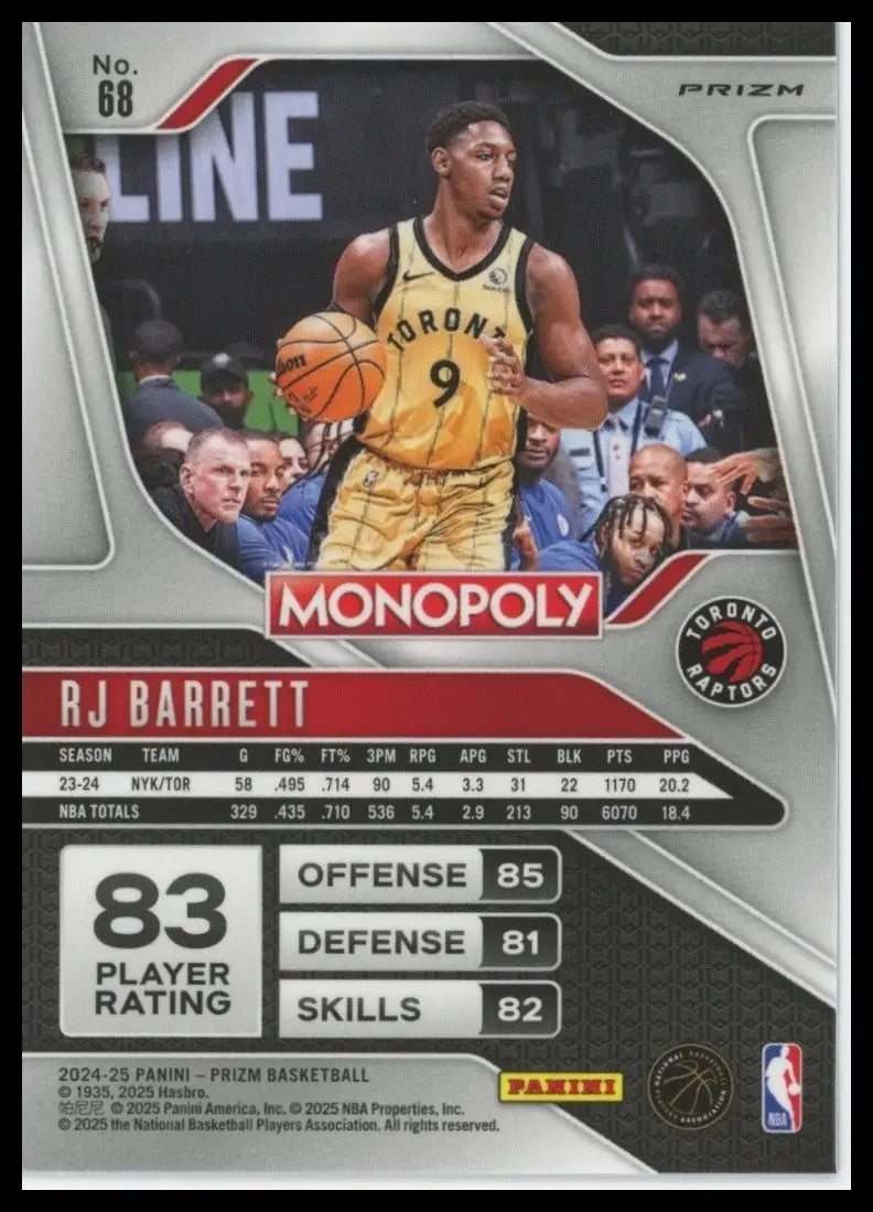 2024-25 Panini Prizm Monopoly Red RJ Barrett #68 Toronto Raptors Basketball Card - Basketball Card Single